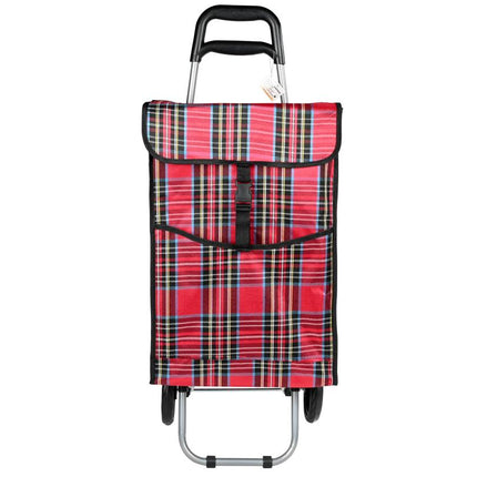 Benson Inklapbare Boodschappentrolley - 40 Liter - Ruitjesprint - 92 cm Hoog