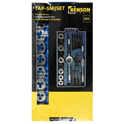 Benson Tap- en Snijset - 20-delig - Metrisch M3 t/m M12 - Inclusief Cassette