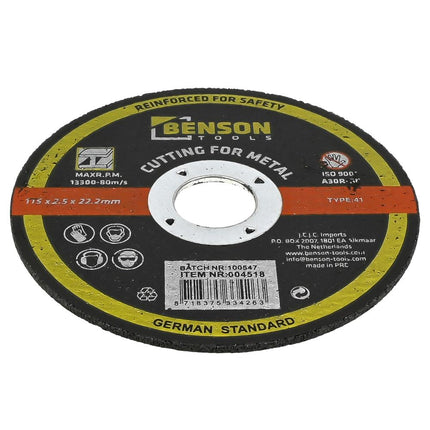 Benson Doorslijpschijf Metaal - Ø 115 mm - 2.5 mm - Robuust & Krachtig