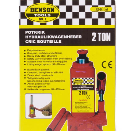 Benson Compacte Potkrik – 2 Ton – Hefbereik 148-278 mm – Extra Stabiel
