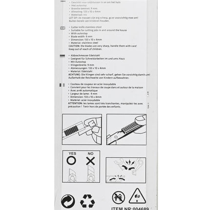 Benson Afbreekmes - 9 mm - RVS Behuizing - Automatische Stop
