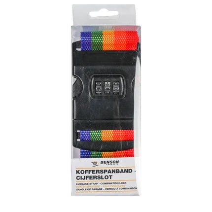 Benson Kofferspanband met Cijferslot - Regenboog - 200 x 5 cm