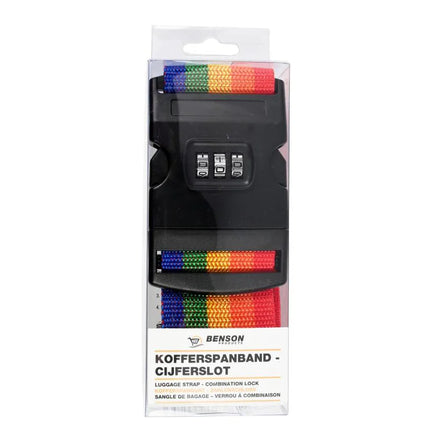 Benson Kofferspanband met Cijferslot - Regenboog - 200 x 5 cm