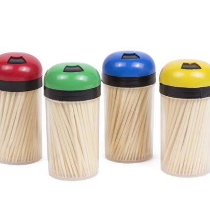 Benson Cocktailprikkers in Dispensers - 4 x 150 Stuks - Hout - 6,5 cm - Set van 600 stuks
