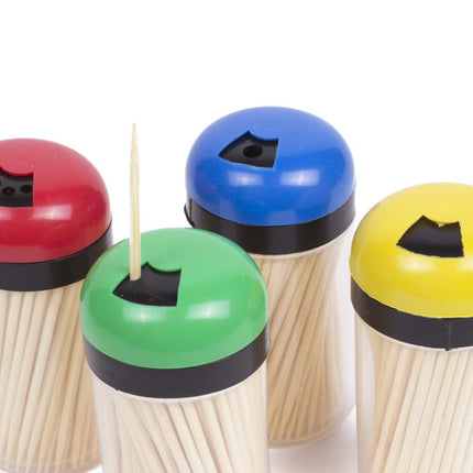 Benson Cocktailprikkers in Dispensers - 4 x 150 Stuks - Hout - 6,5 cm - Set van 600 stuks