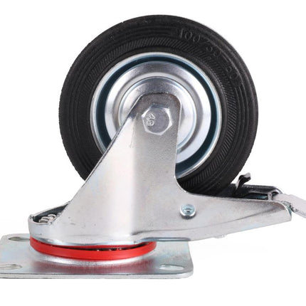 Benson Zwenkwiel met Rem - 100 mm - 70 kg Draagvermogen - Massief Rubber
