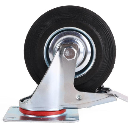 Benson Zwenkwiel met Rem - 125 mm - 100 kg Draagvermogen - Massief Rubber