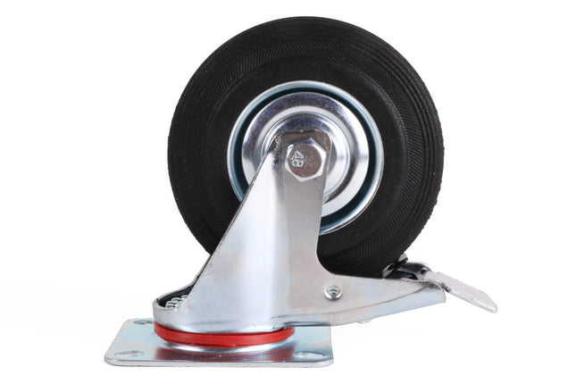 Benson Zwenkwiel met Rem - 125 mm - 100 kg Draagvermogen - Massief Rubber