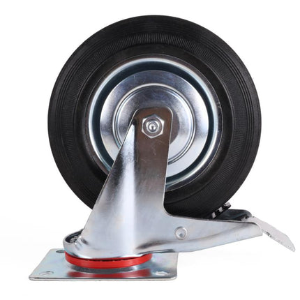 Benson Zwenkwiel met Rem - 200 mm - 205 kg Draagvermogen - Massief Rubber