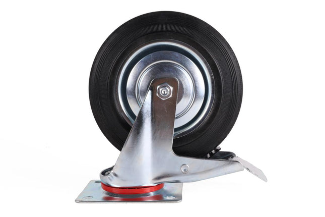 Benson Zwenkwiel met Rem - 200 mm - 205 kg Draagvermogen - Massief Rubber