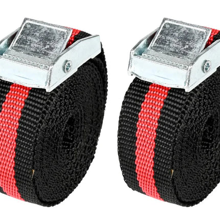 Benson Spanband Set met Snelsluiting – 2,5 Meter – Rood/Zwart – 2 Stuks