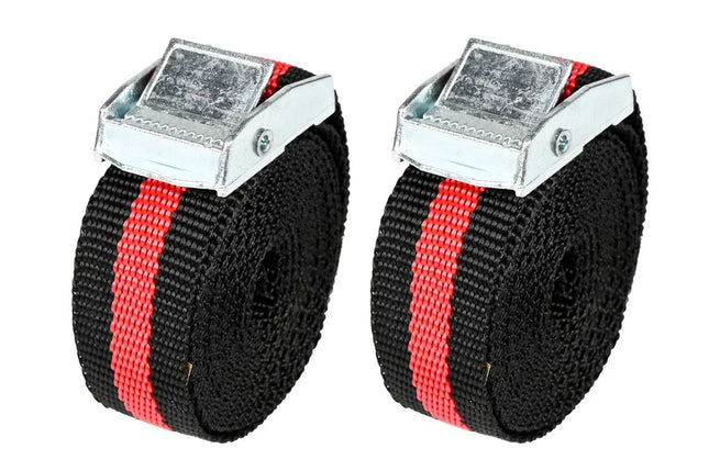 Benson Spanband Set met Snelsluiting – 2,5 Meter – Rood/Zwart – 2 Stuks