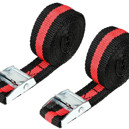 Benson Spanband Set met Snelsluiting – 2,5 Meter – Rood/Zwart – 2 Stuks