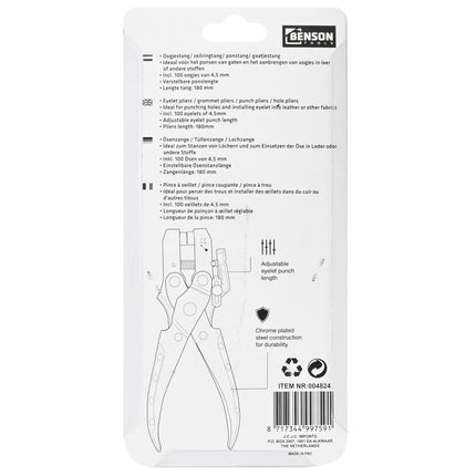 Benson Oogjestang Set - 165 mm - Inclusief 100 Oogjes (4.5 mm)