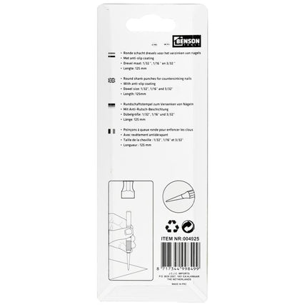 Benson Drevelset - 3-delig - Kleurgecodeerd - 125 mm - Antislip Coating