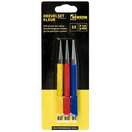 Benson Drevelset - 3-delig - Kleurgecodeerd - 125 mm - Antislip Coating