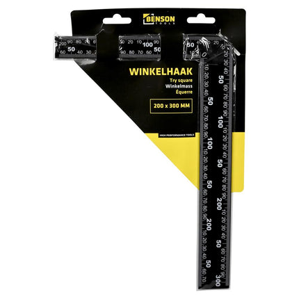 Benson Winkelhaak – 300 x 200 mm – Zwart/Wit – Metrisch & Inch