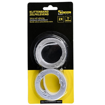 Benson Zelfklevend Klittenband Wit 19 mm - 2 x 1 Meter