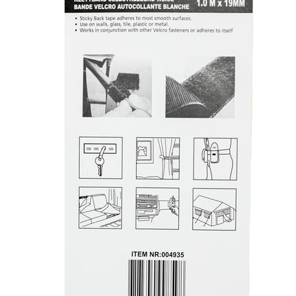 Benson Zelfklevend Klittenband Wit 19 mm - 2 x 1 Meter
