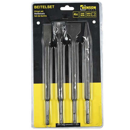 Benson SDS-Plus Beitelset - 4-delig - Voor Steen, Tegels & Beton