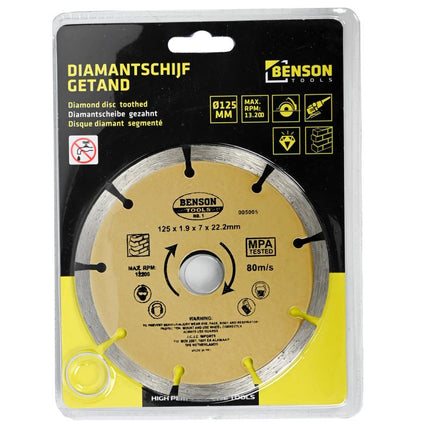 Benson Universele Diamantschijf - Ø 125 mm - Getand - Voor Beton en Steen