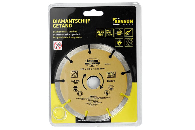Benson Universele Diamantschijf - Ø 125 mm - Getand - Voor Beton en Steen