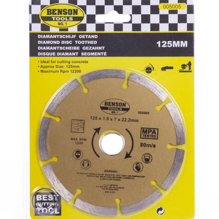 Benson Universele Diamantschijf - Ø 125 mm - Getand - Voor Beton en Steen