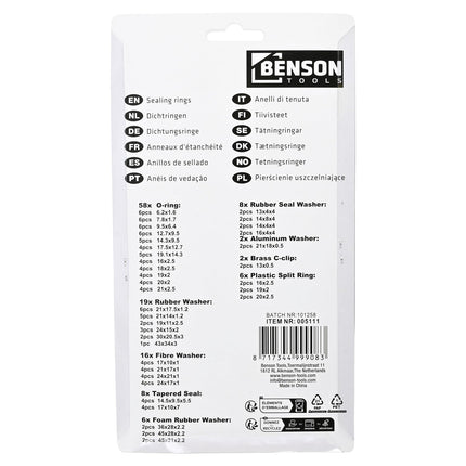 Benson Afdichtingsringen Assortimentsbox – 125-delig – Universeel