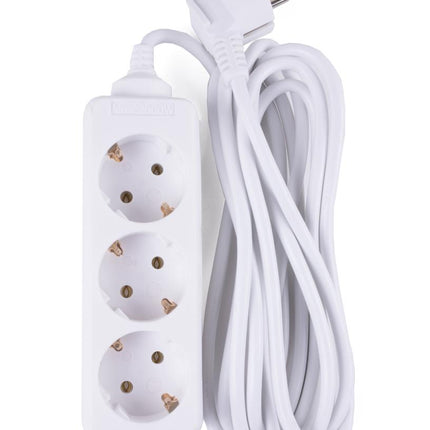 Benson Stekkerdoos – 3-voudig – 5 meter – Randaarde – Wit