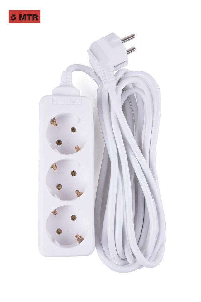 Benson Stekkerdoos – 3-voudig – 5 meter – Randaarde – Wit