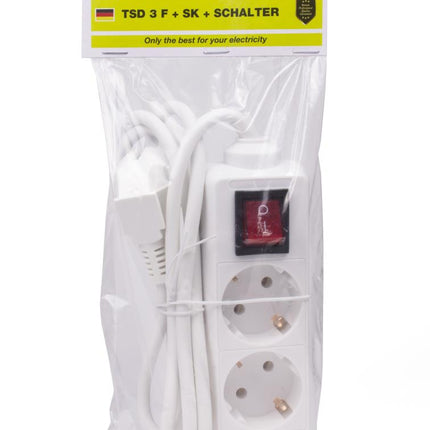 Benson Stekkerdoos met Schakelaar – 3-voudig – 1,5 meter – Wit