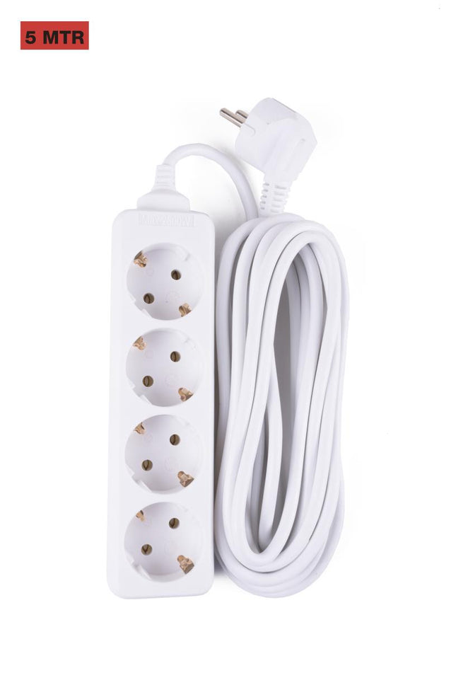 Benson Stekkerdoos – 4-voudig – 5 meter – Randaarde – Wit