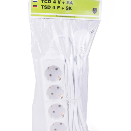 Benson Stekkerdoos – 4-voudig – 5 meter – Randaarde – Wit