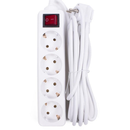 Benson Stekkerdoos met Schakelaar – 4-voudig – 5 meter – Wit