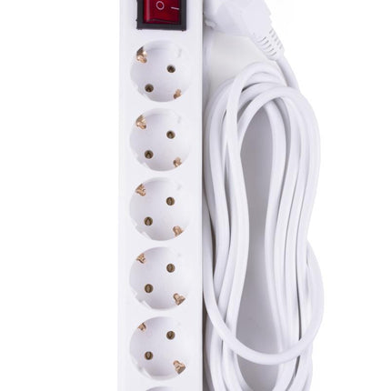 Benson Stekkerdoos met Schakelaar – 6-voudig – 5 meter – Wit