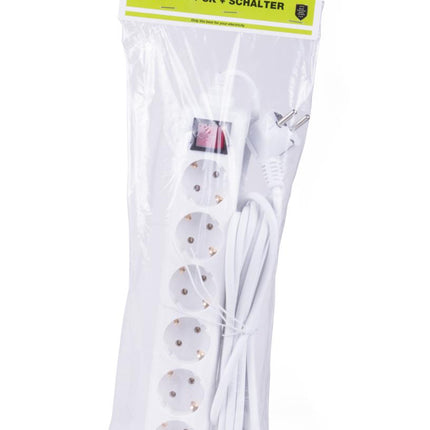 Benson Stekkerdoos met Schakelaar – 6-voudig – 5 meter – Wit