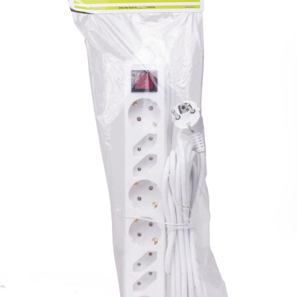 Benson Stekkerdoos met Schakelaar – 8-voudig – 5 meter – Randaarde – Wit