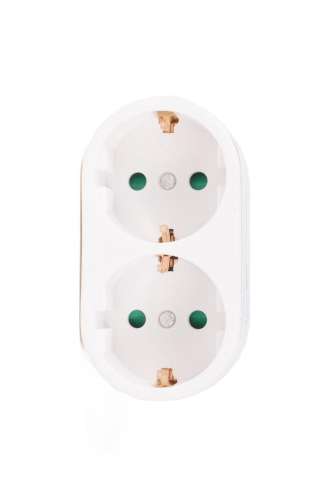 Benson Stekker Duo Verloop – Verticaal – 2 x Randaarde – Wit