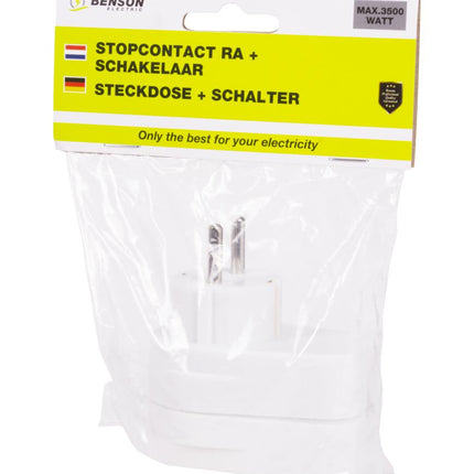 Benson Stopcontact met Schakelaar - Randaarde - 3500 Watt - Wit