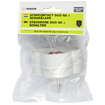Benson Dubbel Stopcontact met Schakelaar en Kinderbeveiliging - 3500W
