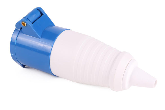 Benson 3-polige CEE Koppeling - 16A - Spatwaterdicht - Blauw - 132 mm