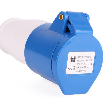 Benson 3-polige CEE Koppeling - 16A - Spatwaterdicht - Blauw - 132 mm