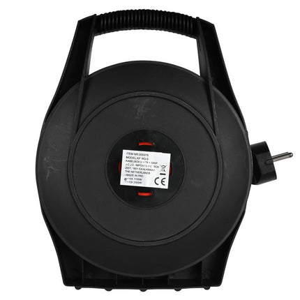 Benson Kabelbox met Grip – 5 meter – 4 Geaarde Stopcontacten – Zwart/Rood