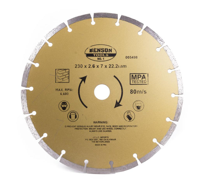 Benson Universele Diamantschijf - Ø 230 mm - Getand - Voor Beton & Steen