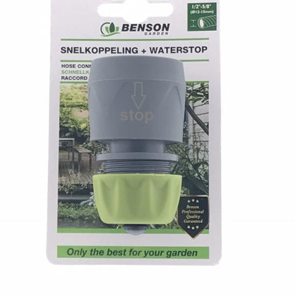 Benson Snelkoppeling met Waterstop - 1/2" tot 5/8" - Kunststof