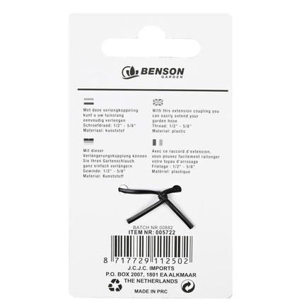 Benson Slangkoppeling 1/2" - 5/8" - Voor Tuinslang Verlenging