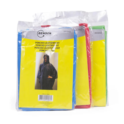 Benson Lichtgewicht Regenponcho - Herbruikbaar - Universele Maat - 100 x 124 cm