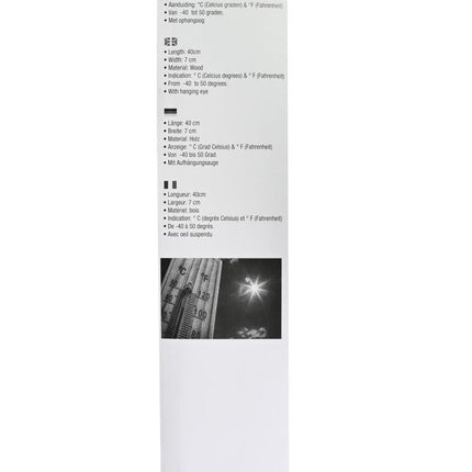 Benson Jumbo Houten Thermometer - 40 cm - Voor Binnen & Buiten