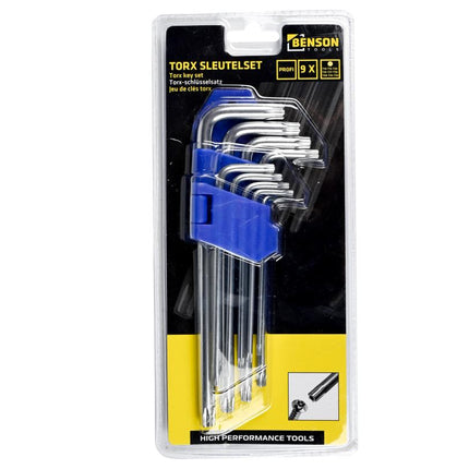Benson Torx Sleutelset Profi - 9-delig - Lange uitvoering - T10 t/m T50