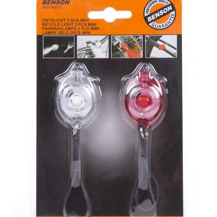 Benson Mini Fietslicht Set - Rood & Wit - 2-delig - Inclusief Batterijen - 130 uur Brandduur
